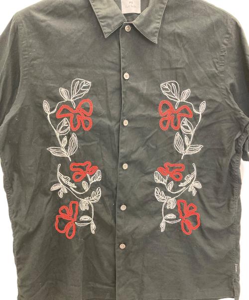 PS Paul Smith（ＰＳポールスミス）PS Paul Smith (ＰＳポールスミス) 刺繍半袖シャツ ブラック サイズ:Ｍの古着・服飾アイテム