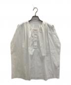 TOMORROW LAND collectionトゥモローランドコレクション）の古着「ストレッチブロード ショルダータックシャツ」｜ホワイト