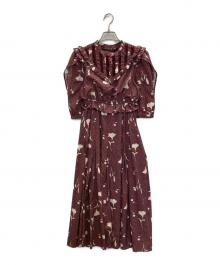 HER LIP TO（ハーリップトゥ）の古着「Autumn Floral Lace Trimmed Dress」｜レッド