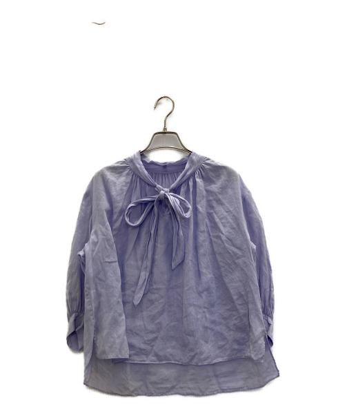 BALLSEY（ボールジィ）BALLSEY (ボールジィ) スムースラミー バイヤスボウタイブラウス ラベンダー サイズ:Sの古着・服飾アイテム