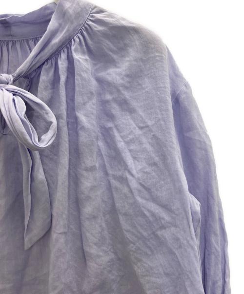 BALLSEY（ボールジィ）BALLSEY (ボールジィ) スムースラミー バイヤスボウタイブラウス ラベンダー サイズ:Sの古着・服飾アイテム