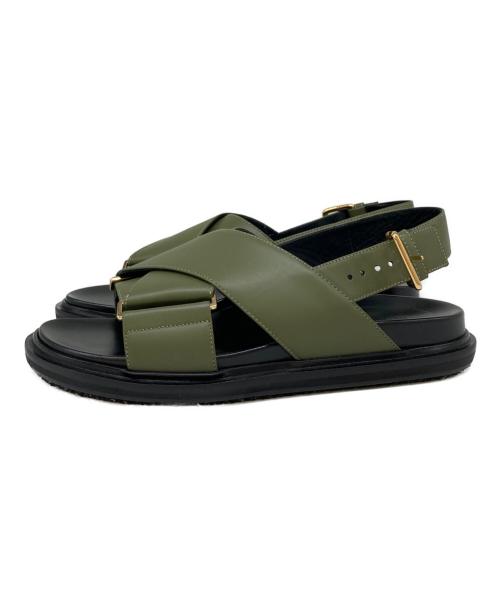 MARNI（マルニ）MARNI (マルニ) スベット クリスクロスサンダル ブラック×グリーン サイズ:24㎝の古着・服飾アイテム