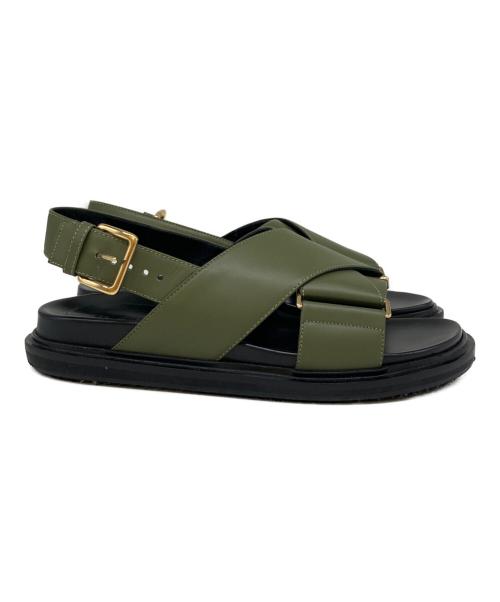 MARNI（マルニ）MARNI (マルニ) スベット クリスクロスサンダル ブラック×グリーン サイズ:24㎝の古着・服飾アイテム