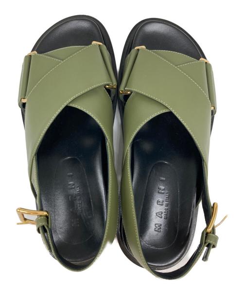 MARNI（マルニ）MARNI (マルニ) スベット クリスクロスサンダル ブラック×グリーン サイズ:24㎝の古着・服飾アイテム