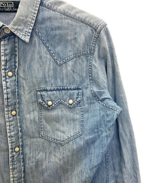 POLO RALPH LAUREN（ポロ・ラルフローレン）POLO RALPH LAUREN (ポロ・ラルフローレン) デニムウエスタンシャツ スカイブルー サイズ:Sの古着・服飾アイテム