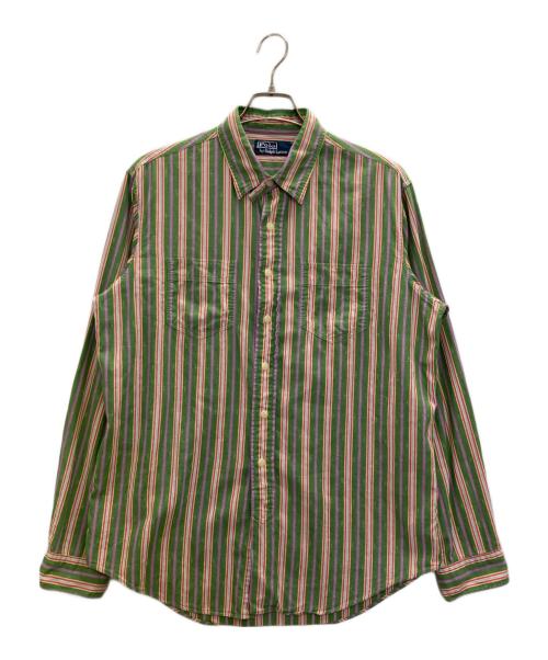 POLO RALPH LAUREN（ポロ・ラルフローレン）POLO RALPH LAUREN (ポロ・ラルフローレン) マルチストライプ長袖シャツ グリーン サイズ:Lの古着・服飾アイテム