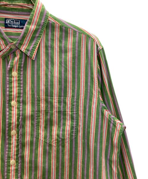 POLO RALPH LAUREN（ポロ・ラルフローレン）POLO RALPH LAUREN (ポロ・ラルフローレン) マルチストライプ長袖シャツ グリーン サイズ:Lの古着・服飾アイテム