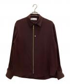 CULLNIクルニ）の古着「Double Cloth Zip Up Long Sleeve Shirt/ダブル クロス ジップ アップ ロング スリーブ シャツ」｜ボルドー