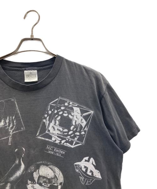 ANDAZIA（アンダジア）ANDAZIA (アンダジア) マルチプリントエッシャー ヴィンテージTee グレー サイズ:Lの古着・服飾アイテム