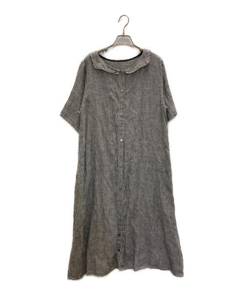nest Robe（ネストローブ）nest Robe (ネストローブ) リネン2wayスクエアカラーワンピース ブラック サイズ:FREEの古着・服飾アイテム