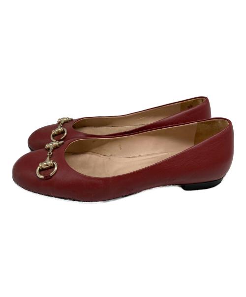 GUCCI（グッチ）GUCCI (グッチ) フラットパンプス レッド サイズ:37 2/1の古着・服飾アイテム