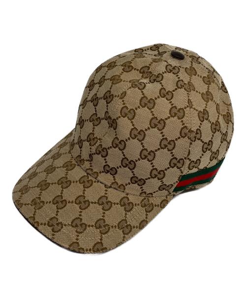 GUCCI（グッチ）GUCCI (グッチ) GGキャンバスベースボールキャップ ブラウン サイズ:XLの古着・服飾アイテム