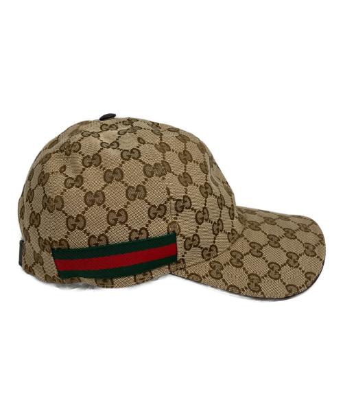 GUCCI（グッチ）GUCCI (グッチ) GGキャンバスベースボールキャップ ブラウン サイズ:XLの古着・服飾アイテム