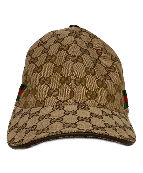 GUCCI（グッチ）GUCCI (グッチ) GGキャンバスベースボールキャップ ブラウン サイズ:XLの古着・服飾アイテム