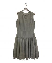FOXEY NEWYORK（フォクシーニューヨーク）の古着「ノースリーブギャザーワンピース」｜グレー