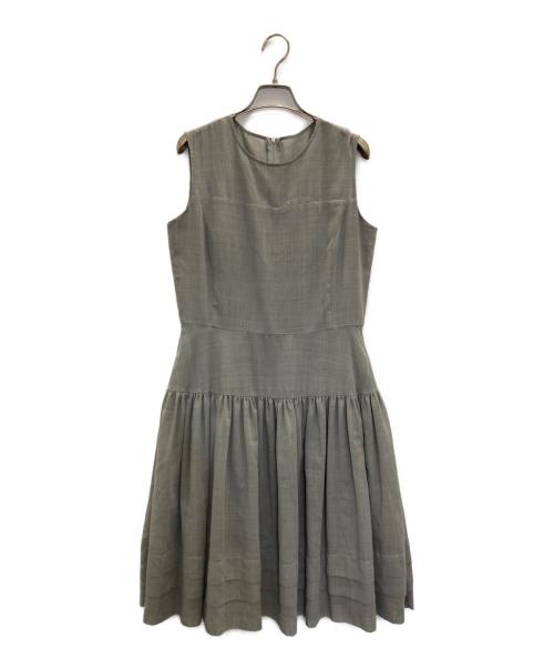 FOXEY NEWYORK（フォクシーニューヨーク）FOXEY NEWYORK (フォクシーニューヨーク) ノースリーブギャザーワンピース グレー サイズ:42の古着・服飾アイテム
