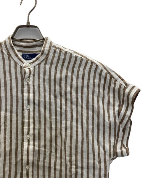 POLO RALPH LAUREN（ポロ・ラルフローレン）POLO RALPH LAUREN (ポロ・ラルフローレン) リネンストライプシャツ ブラウン サイズ:00の古着・服飾アイテム