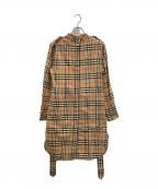BURBERRY LONDONバーバリーロンドン）の古着「ノバチェックバンドカラーシャツワンピース」｜ブラウン