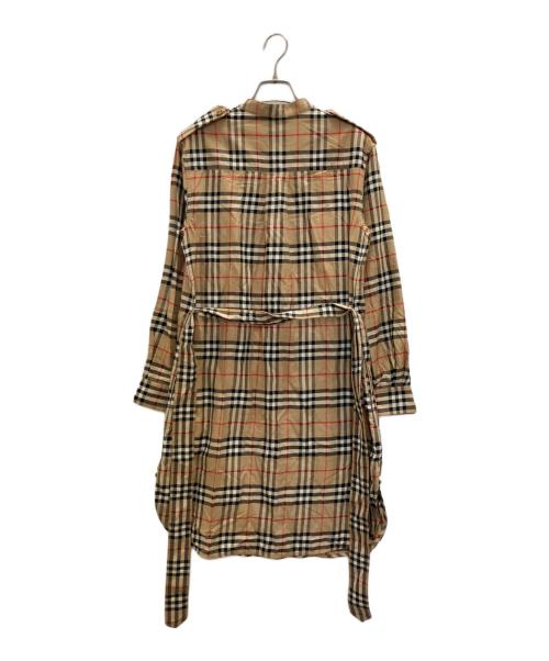 BURBERRY LONDON（バーバリーロンドン）BURBERRY LONDON (バーバリーロンドン) ノバチェックバンドカラーシャツワンピース ブラウン サイズ:38の古着・服飾アイテム