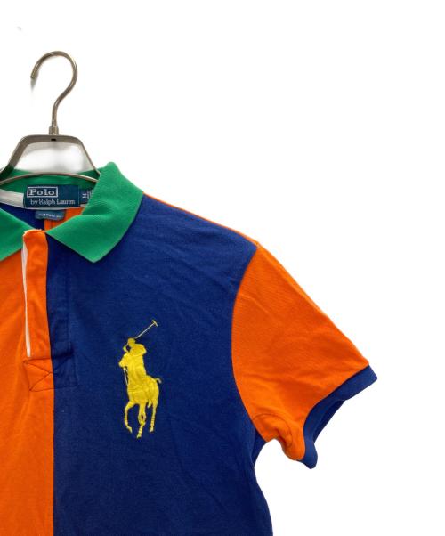 POLO RALPH LAUREN（ポロ・ラルフローレン）POLO RALPH LAUREN (ポロ・ラルフローレン) ビッグポニーポロシャツ オレンジ×ブルー サイズ:Mの古着・服飾アイテム