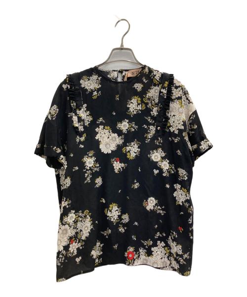 N°21（ヌメロヴェントゥーノ）N°21 (ヌメロヴェントゥーノ) 花柄シルクブラウス ブラック サイズ:36の古着・服飾アイテム