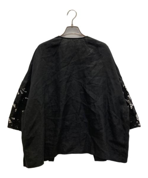 BEARDSLEY（ビアズリー）BEARDSLEY (ビアズリー) 袖レースリネン羽織 ブラック サイズ:FREEの古着・服飾アイテム