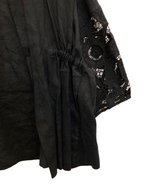 BEARDSLEY（ビアズリー）BEARDSLEY (ビアズリー) 袖レースリネン羽織 ブラック サイズ:FREEの古着・服飾アイテム