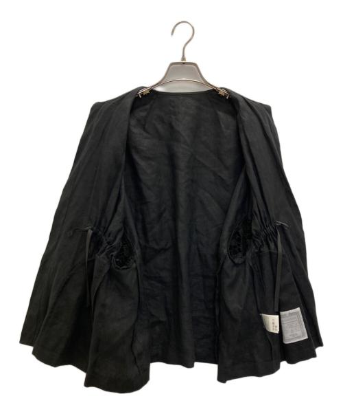 BEARDSLEY（ビアズリー）BEARDSLEY (ビアズリー) 袖レースリネン羽織 ブラック サイズ:FREEの古着・服飾アイテム