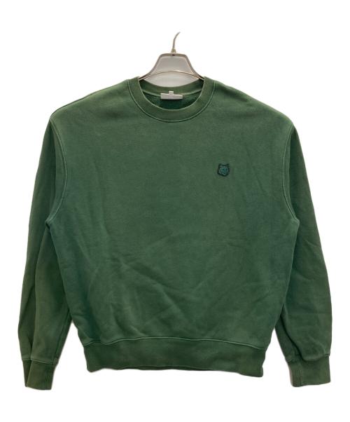 maison kitsune（メゾンキツネ）MAISON KITSUNE (メゾンキツネ) BOLD FOX HEAD PATCH スウェット グリーン サイズ:Mの古着・服飾アイテム