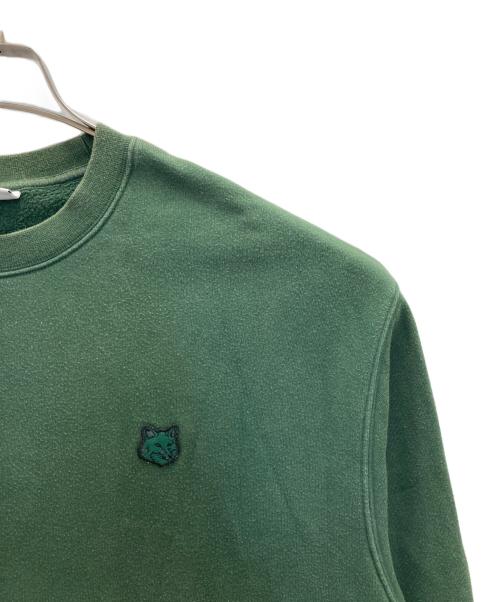 maison kitsune（メゾンキツネ）MAISON KITSUNE (メゾンキツネ) BOLD FOX HEAD PATCH スウェット グリーン サイズ:Mの古着・服飾アイテム