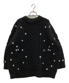 Gypsohila（ジプソフィア）の古着「Floral Cable Knit」｜ブラック