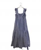 ）の古着「Back Open Frilled Shoulder Dress」｜インディゴ
