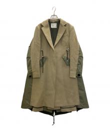 sacai（サカイ）の古着「ウールメルトンドッキングチェスターコート」｜ベージュ