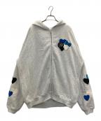 Coin Parking Delivery×Sanrioコインパーキングデリバリー×サンリオ）の古着「CHARACTERS PATCHWORK ZIP SWEAT HOODIE」｜グレー