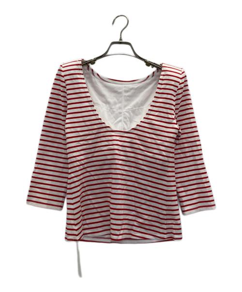 cygne（シーニュ）cygne (シーニュ) バックオープンボーダートップス レッド サイズ:1 未使用品の古着・服飾アイテム
