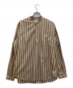 STEVEN ALANスティーブンアラン）の古着「SOKTAS STRIPE BAND P/O-BOLD/シャツ」｜ブラウン