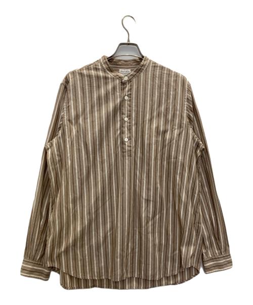 STEVEN ALAN（スティーブンアラン）STEVEN ALAN (スティーブンアラン) SOKTAS STRIPE BAND P/O-BOLD/シャツ ブラウン サイズ:Lの古着・服飾アイテム