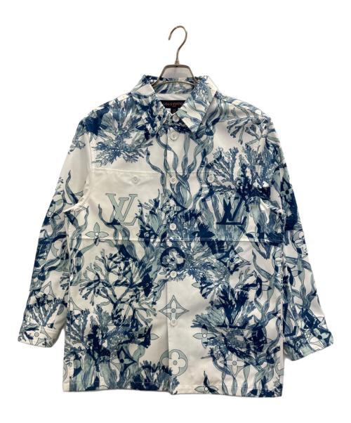 LOUIS VUITTON（ルイ ヴィトン）LOUIS VUITTON (ルイ ヴィトン) LVロゴプリンテッドブルゾン ホワイト×ブルー サイズ:Sの古着・服飾アイテム