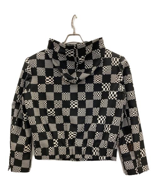 LOUIS VUITTON（ルイ ヴィトン）LOUIS VUITTON (ルイ ヴィトン) ディストーテッドダミエジップアップフーディパーカー ブラック×ホワイト サイズ:46の古着・服飾アイテム
