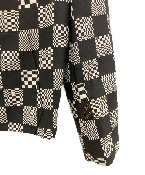 LOUIS VUITTON（ルイ ヴィトン）LOUIS VUITTON (ルイ ヴィトン) ディストーテッドダミエジップアップフーディパーカー ブラック×ホワイト サイズ:46の古着・服飾アイテム