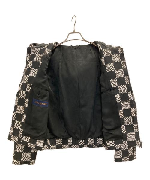 LOUIS VUITTON（ルイ ヴィトン）LOUIS VUITTON (ルイ ヴィトン) ディストーテッドダミエジップアップフーディパーカー ブラック×ホワイト サイズ:46の古着・服飾アイテム