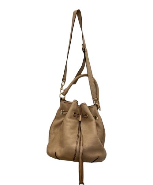 MaxMara（マックスマーラ）MaxMara (マックスマーラ) レザー2WAYバケツバッグ ベージュの古着・服飾アイテム