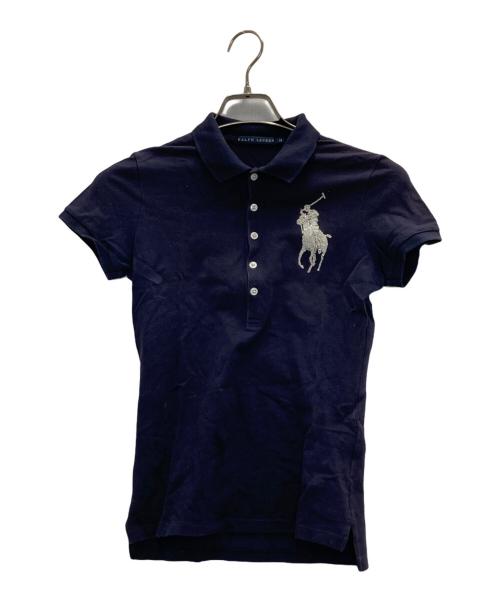 RALPH LAUREN（ラルフローレン）RALPH LAUREN (ラルフローレン) ビーズロゴポロシャツ ネイビー サイズ:Mの古着・服飾アイテム