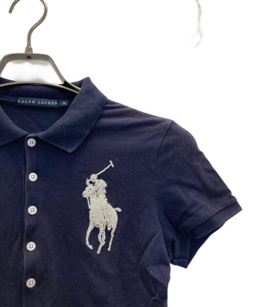 RALPH LAUREN（ラルフローレン）RALPH LAUREN (ラルフローレン) ビーズロゴポロシャツ ネイビー サイズ:Mの古着・服飾アイテム