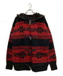 POLO RALPH LAUREN（ポロ・ラルフローレン）の古着「ニットダッフルコート」｜レッド×ブラック