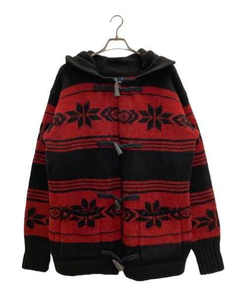 POLO RALPH LAUREN（ポロ・ラルフローレン）POLO RALPH LAUREN (ポロ・ラルフローレン) ニットダッフルコート レッド×ブラック サイズ:Ｍの古着・服飾アイテム