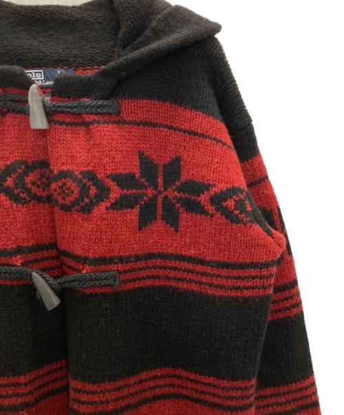 POLO RALPH LAUREN（ポロ・ラルフローレン）POLO RALPH LAUREN (ポロ・ラルフローレン) ニットダッフルコート レッド×ブラック サイズ:Ｍの古着・服飾アイテム