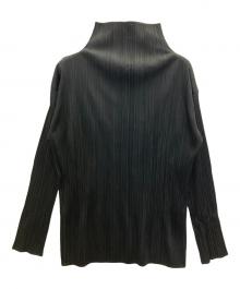 ISSEY MIYAKE（イッセイミヤケ）の古着「ハイネックプリーツカットソー」｜ブラック