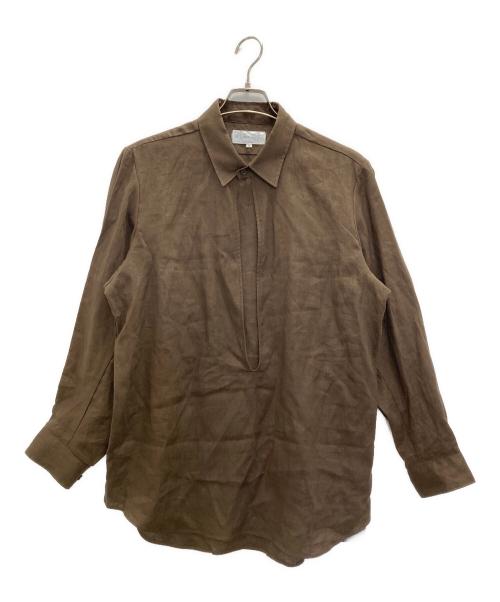 FOLL（フォル）FOLL (フォル) washed linen skipper shirt ブラウン サイズ:2 未使用品の古着・服飾アイテム