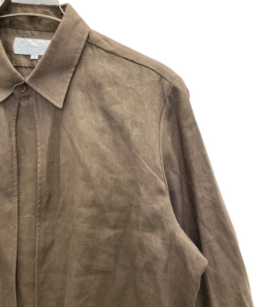 FOLL（フォル）FOLL (フォル) washed linen skipper shirt ブラウン サイズ:2 未使用品の古着・服飾アイテム